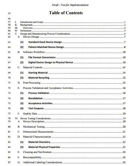 FDA 3D打印醫療器械技術準則草案反饋