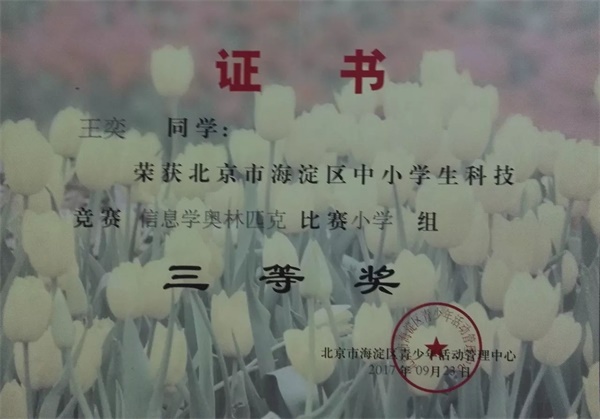 童程童美 | 2017年海淀區信息學奧賽獲獎名單