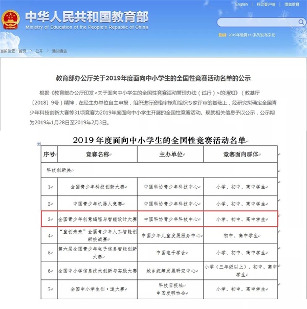 2019年北京青少年創意編程競賽開始報名啦~ 